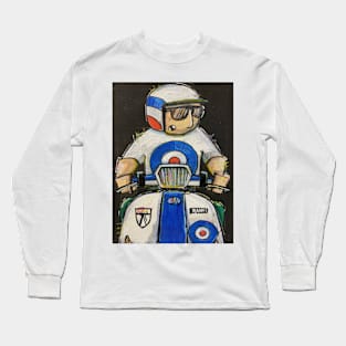 Retro Scooter, Classic Scooter, Scooterist, Scootering, Scooter Rider, Mod Art Long Sleeve T-Shirt